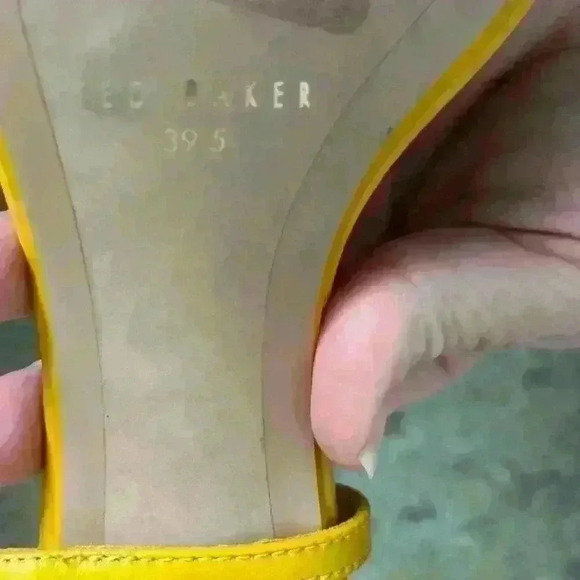 Ted Baker London Sheaha yellow block heels size 39.5 dress new US 8.5 9 - Picture 4 of 6
